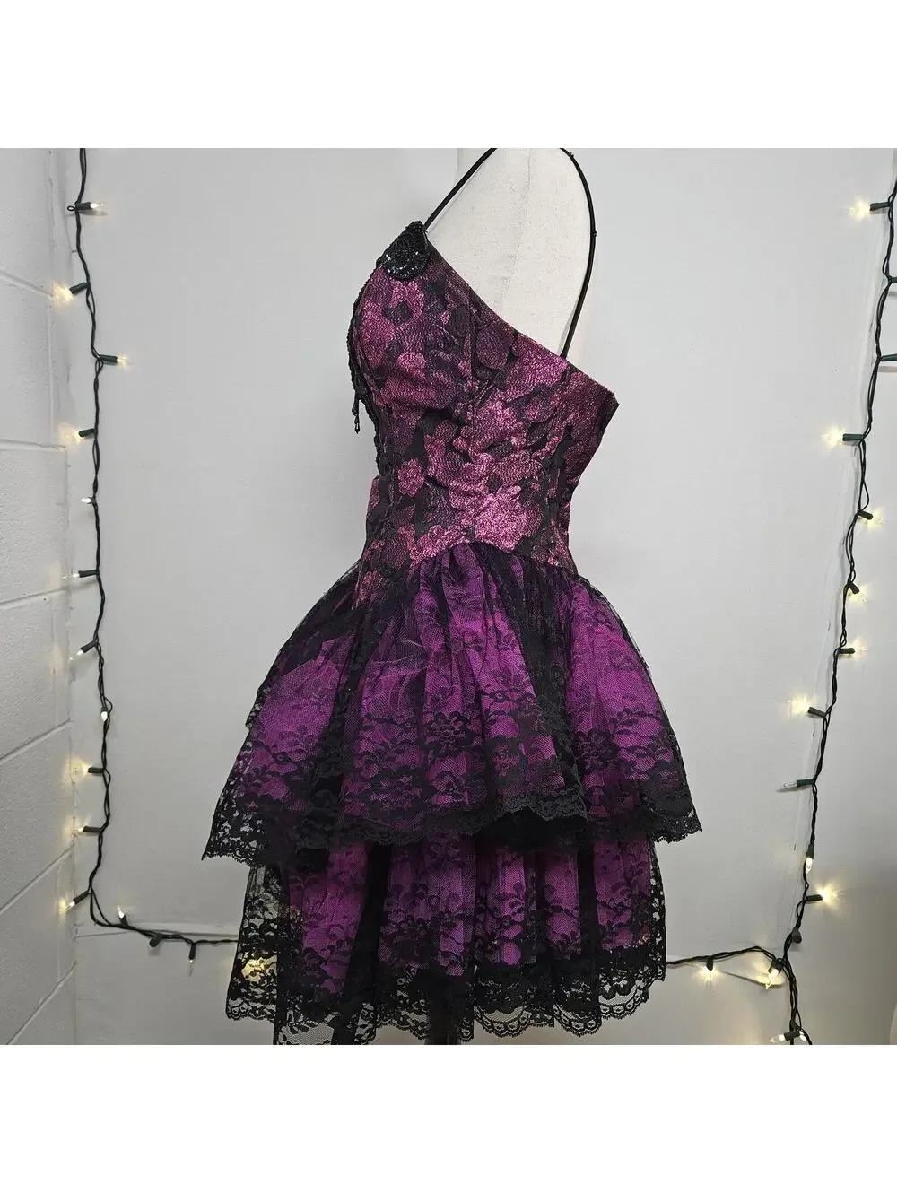 80s vintage goth short party dress from loralie size 4 - Picture 5 of 8